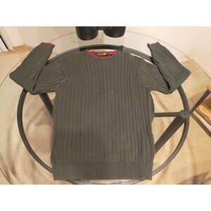 Timberland Red Lining Green Round Neck Long Sleeve Sweater Size Small